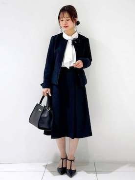 「index（インデックス）のアイテム（ノーカラージャケット）」を使った、index スタッフさん（レディース・148cm）の冬コーディネート