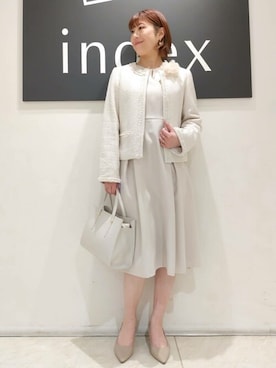「index（インデックス）のアイテム（ノーカラージャケット）」を使った、index スタッフさん（レディース・162cm）の冬コーディネート