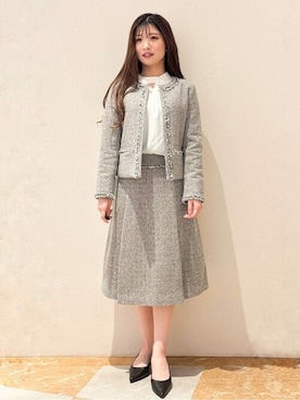 「index（インデックス）のアイテム（ノーカラージャケット）」を使った、index スタッフさん（レディース・156cm）の冬コーディネート