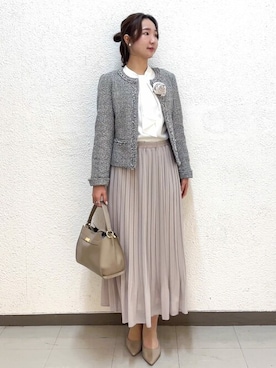 「index（インデックス）のアイテム（ノーカラージャケット）」を使った、index スタッフさん（レディース・160cm）の冬コーディネート