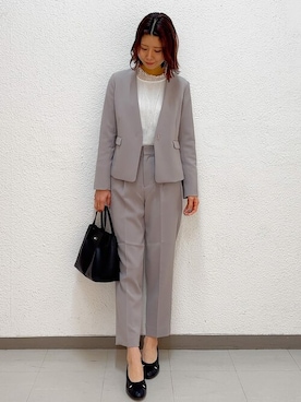 「index（インデックス）のアイテム（ノーカラージャケット）」を使った、index スタッフさん（レディース・167cm）の冬コーディネート