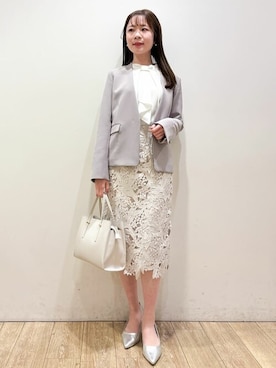 「index（インデックス）のアイテム（ノーカラージャケット）」を使った、index スタッフさん（レディース・157cm）の春コーディネート