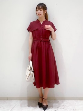 「アイテム（ワンピース/ドレス、レッド系）」を使った、index スタッフさん（レディース・167cm）の夏コーディネート