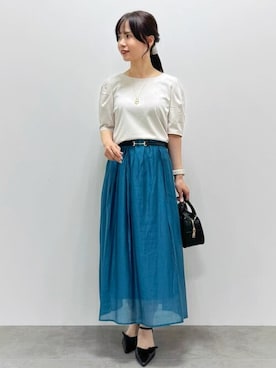 「アイテム（パンプス）」を使った、index スタッフさん（レディース・148cm）の夏コーディネート