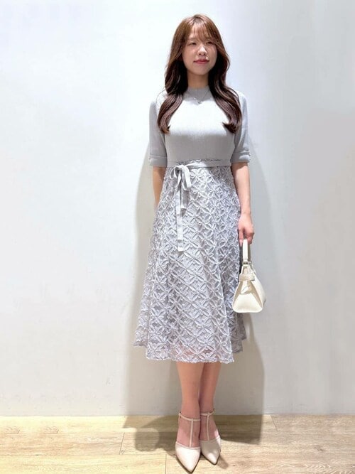 セール】フラワーレースドッキングワンピース【洗える/抗ピル