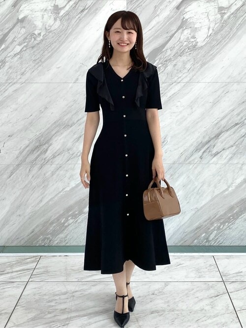 セール】フリルドッキングニットワンピース【洗濯機洗い可/抗ピル