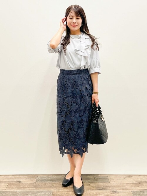 セール】《S-3Lサイズ》バイカラーレースタイトスカート【洗濯機洗い可