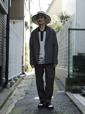 「UNITED TOKYO（ユナイテッドトウキョウ）のQuick Dry シングルジャケット（テーラードジャケット、グレー系）」を使った、Yamamotoさん（メンズ・169cm）の春コーディネート