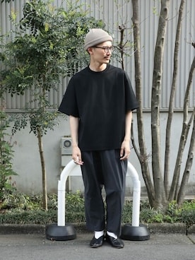 「UNITED TOKYO（ユナイテッドトウキョウ）のテクノラマオーバーサイズT（Tシャツ/カットソー、ブラック系）」を使った、Yamamotoさん（メンズ・169cm）の夏コーディネート