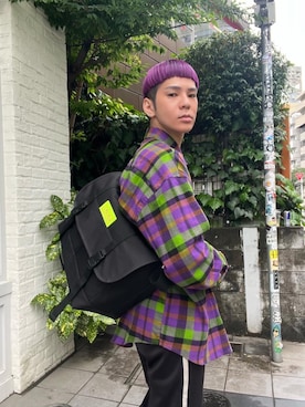 「通学スタイル」｜「アイテム（メッセンジャーバッグ）」を使った、Manhattan Portage Staffさん（メンズ・172cm）の夏コーディネート