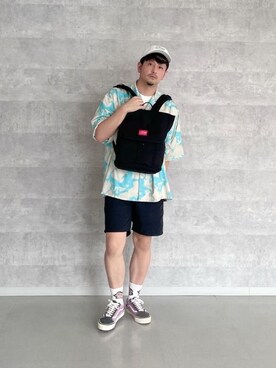 「通学スタイル」｜「アイテム（シャツ/ブラウス）」を使った、Manhattan Portage Staffさん（メンズ・174cm）の夏コーディネート