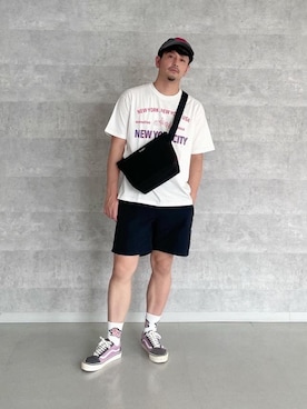 「通学スタイル」｜「アイテム（メッセンジャーバッグ）」を使った、Manhattan Portage Staffさん（メンズ・174cm）の夏コーディネート