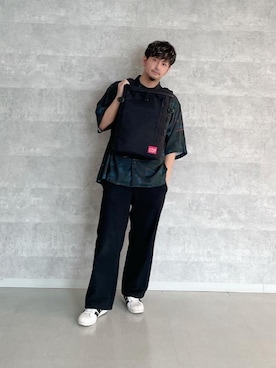 「通学スタイル」｜「アイテム（シャツ/ブラウス）」を使った、Manhattan Portage Staffさん（メンズ・174cm）の夏コーディネート