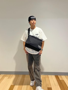 「通学スタイル」｜「アイテム（帽子）」を使った、Manhattan Portage Staffさん（メンズ・175cm）の夏コーディネート