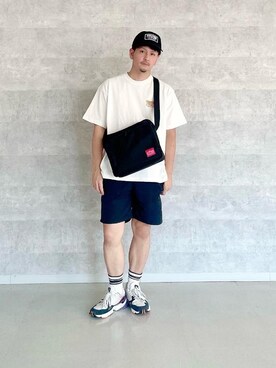 「通学スタイル」｜「アイテム（帽子）」を使った、Manhattan Portage Staffさん（メンズ・174cm）の夏コーディネート