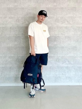 「通学スタイル」｜「アイテム（帽子）」を使った、Manhattan Portage Staffさん（メンズ・174cm）の夏コーディネート