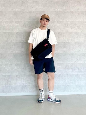 「通学スタイル」｜「アイテム（Tシャツ/カットソー）」を使った、Manhattan Portage Staffさん（メンズ・174cm）の夏コーディネート