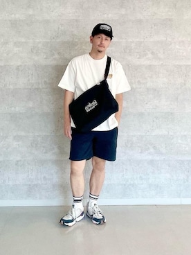 「通学スタイル」｜「アイテム（Tシャツ/カットソー）」を使った、Manhattan Portage Staffさん（メンズ・174cm）の夏コーディネート