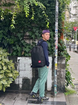 「通学スタイル」｜「アイテム（Tシャツ/カットソー）」を使った、Manhattan Portage Staffさん（メンズ・172cm）の夏コーディネート