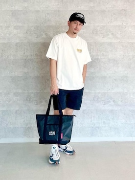 「通学スタイル」｜「アイテム（Tシャツ/カットソー）」を使った、Manhattan Portage Staffさん（メンズ・174cm）の夏コーディネート