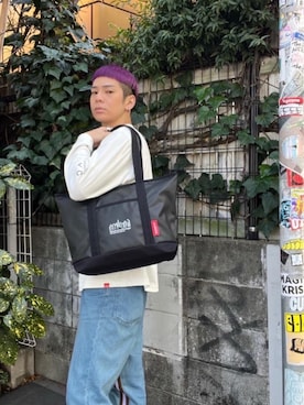 「通学スタイル」｜「アイテム（Tシャツ/カットソー）」を使った、Manhattan Portage Staffさん（メンズ・172cm）の夏コーディネート