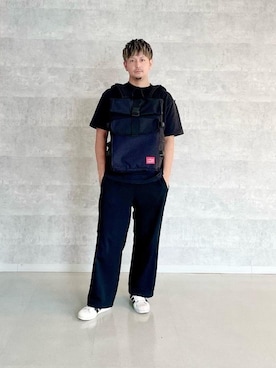 「Manhattan Portage（マンハッタンポーテージ）のSilvercup Backpack　-シルバーカップ バックパック-（バックパック/リュック）」を使った、Manhattan Portage Staffさん（メンズ・174cm）の秋コーディネート