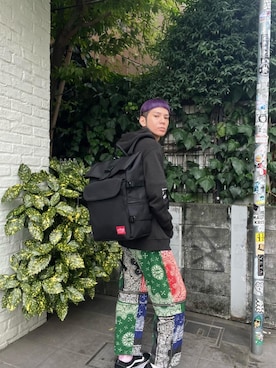 「Manhattan Portage（マンハッタンポーテージ）のSilvercup Backpack　-シルバーカップ バックパック-（バックパック/リュック）」を使った、Manhattan Portage Staffさん（メンズ・172cm）の秋コーディネート
