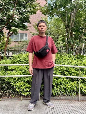 「アイテム（ボディバッグ/ウエストポーチ）」を使った、Manhattan Portage Staffさん（メンズ・178cm）の夏コーディネート