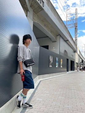 「Manhattan Portage（マンハッタンポーテージ）のJOGGER (L) JPN CARROTS25（ショルダーバッグ）」を使った、Manhattan Portage Staffさん（メンズ・177cm）の夏コーディネート