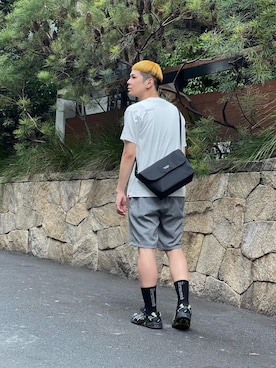 「アイテム（メッセンジャーバッグ）」を使った、Manhattan Portage Staffさん（メンズ・172cm）の夏コーディネート