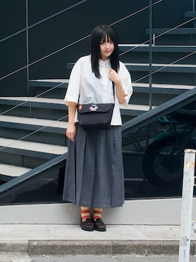 「アイテム（メッセンジャーバッグ）」を使った、Manhattan Portage Staffさん（レディース・151cm）の夏コーディネート
