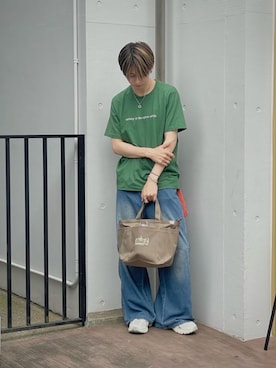 「Manhattan Portage（マンハッタンポーテージ）のWhitestone Tote Bag Canvas（トートバッグ）」を使った、Manhattan Portage Staffさん（メンズ・170cm）の夏コーディネート