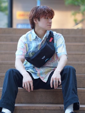 「Manhattan Portage（マンハッタンポーテージ）のアイテム（ボディバッグ/ウエストポーチ）」を使った、Manhattan Portage Staffさん（メンズ・160cm）の夏コーディネート