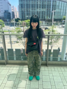 「アイテム（メッセンジャーバッグ）」を使った、Manhattan Portage Staffさん（レディース・155cm）の夏コーディネート