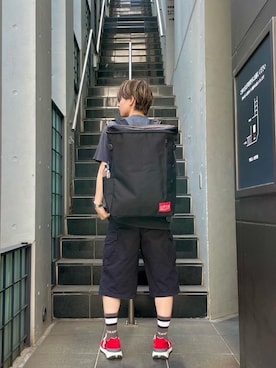「アイテム（水筒）」を使った、Manhattan Portage Staffさん（メンズ・170cm）の夏コーディネート