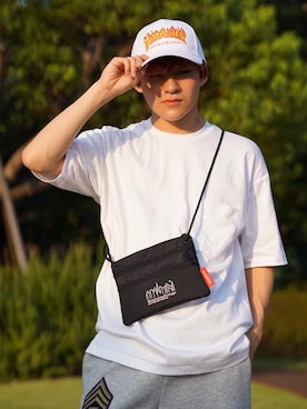「アイテム（水筒）」を使った、Manhattan Portage Staffさん（メンズ・160cm）の夏コーディネート