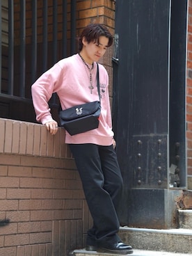 「アイテム（メッセンジャーバッグ）」を使った、Manhattan Portage Staffさん（メンズ・160cm）の秋コーディネート