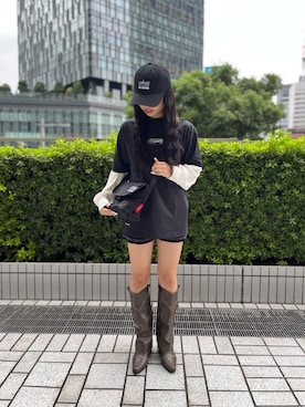 「アイテム（メッセンジャーバッグ）」を使った、Manhattan Portage Staffさん（レディース・155cm）の秋コーディネート