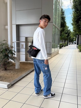 「アイテム（メッセンジャーバッグ）」を使った、Manhattan Portage Staffさん（メンズ・165cm）の秋コーディネート