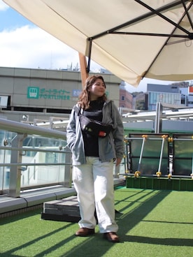 「Manhattan Portage（マンハッタンポーテージ）のBrooklyn Bridge Waist Bag 500D CORDURA / MINIONS（ボディバッグ/ウエストポーチ、ブラック系）」を使った、Manhattan Portage Staffさん（メンズ）の春コーディネート