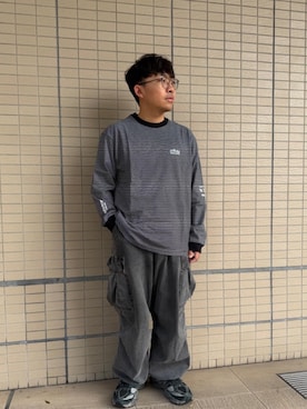 「Manhattan Portage（マンハッタンポーテージ）のLong Sleeve T-Shirts（Tシャツ/カットソー、ブラック系）」を使った、Manhattan Portage Staffさん（メンズ）の春コーディネート