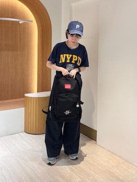 「Manhattan Portage（マンハッタンポーテージ）のTownsend Backpack / TOY STORY（バックパック/リュック、ブラック系）」を使った、Manhattan Portage Staffさん（メンズ）の春コーディネート