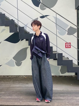 「アイテム（メッセンジャーバッグ）」を使った、Manhattan Portage Staffさん（メンズ・170cm）の春コーディネート