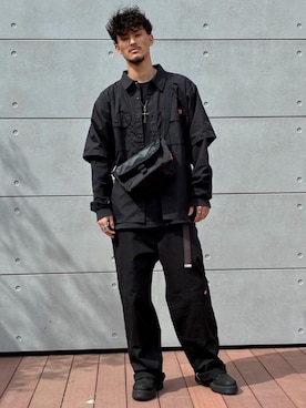 「アイテム（メッセンジャーバッグ）」を使った、Manhattan Portage Staffさん（メンズ・180cm）の春コーディネート