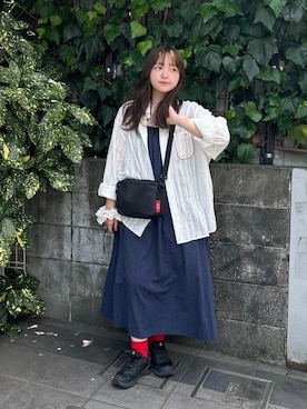 「Manhattan Portage（マンハッタンポーテージ）のJogger(L）JPN Ver.2 VEG Leather 600D HYDR（ショルダーバッグ、ブラック系）」を使った、Manhattan Portage Staffさん（メンズ）の夏コーディネート