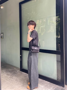 「Manhattan Portage BLACK LABEL（マンハッタンポーテージ　ブラックレーベル）のIRVING MESSENGER BAG（メッセンジャーバッグ、ブラック系）」を使った、Manhattan Portage Staffさん（メンズ）の夏コーディネート