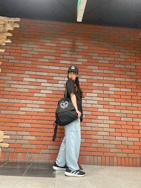 「Manhattan Portage（マンハッタンポーテージ）のNYLON 6P CAP CCC（キャップ、ブラック系）」を使った、Manhattan Portage Staffさん（メンズ）の夏コーディネート