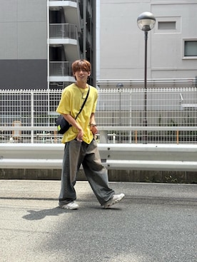 「Manhattan Portage（マンハッタンポーテージ）のJogger Bag W.P.L.（ショルダーバッグ、ブラック系）」を使った、Manhattan Portage Staffさん（メンズ）の夏コーディネート