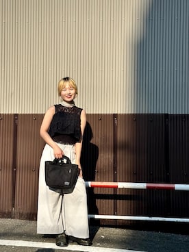 「Manhattan Portage BLACK LABEL（マンハッタンポーテージ　ブラックレーベル）のCATHERINE CARRIER BAG CORDURA 305P（トートバッグ、ブラック系）」を使った、Manhattan Portage Staffさん（メンズ）の夏コーディネート