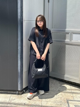 「Manhattan Portage（マンハッタンポーテージ）のAllerton Shoulder Bag Padded Polyester Poplin（ショルダーバッグ、ブラック系）」を使った、Manhattan Portage Staffさん（メンズ）の夏コーディネート